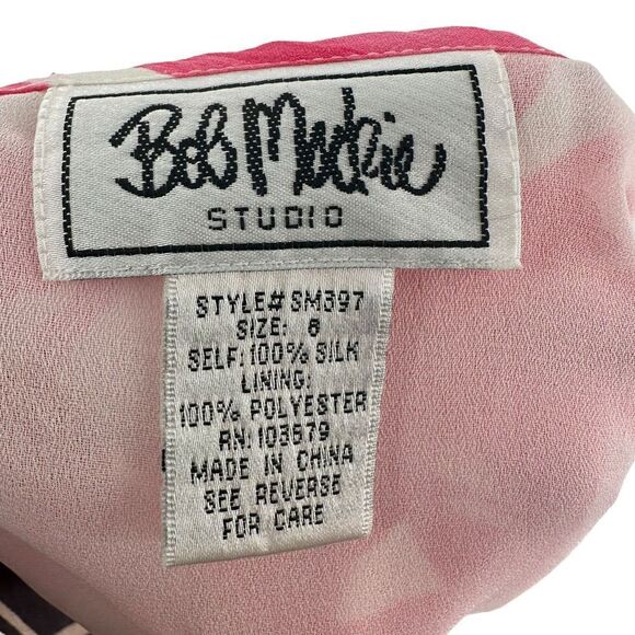 Bob Mackie Silk Skirt Pink Poppy Size 6 Preppy Lined Floral Spring A Line Mini - Picture 4 of 6